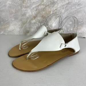 Klimatsakis Handmade White Leather Sandals US 8.5 39 White Slingback Design